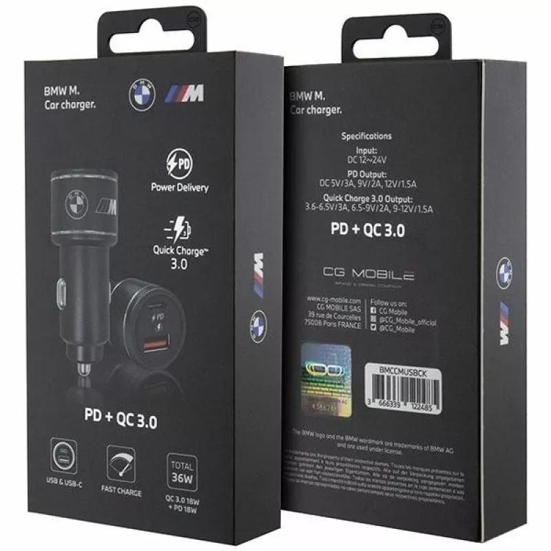 Auto-oplader 20W PD-QC 3.0 snelladen zwart