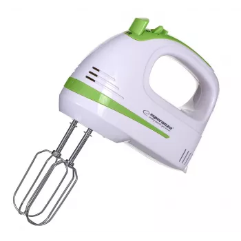 Handmixer ESPERANZA EKM011 — 400 W, 5 snelheden, turbo, kneedhaken en gardes, 220–240 V, wit/lichtgroen