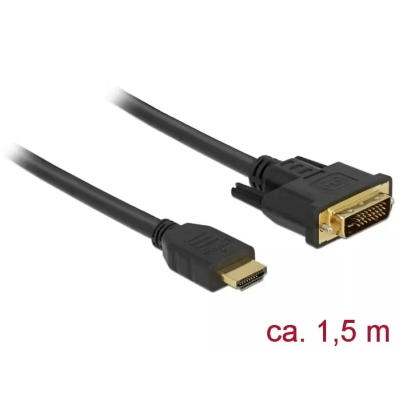 Videokabeladapter DeLOCK 85653 1,5m HDMI type A DVI zwart