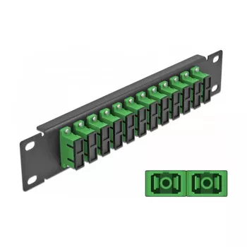 Glasvezel patchpaneel DeLOCK 10 inch 12 poorten SC duplex groen 1U zwart