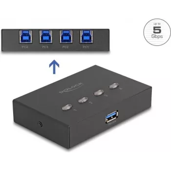 DeLOCK USB-switch 4 pc naar 1 apparaat 5 Gbit/s zwart