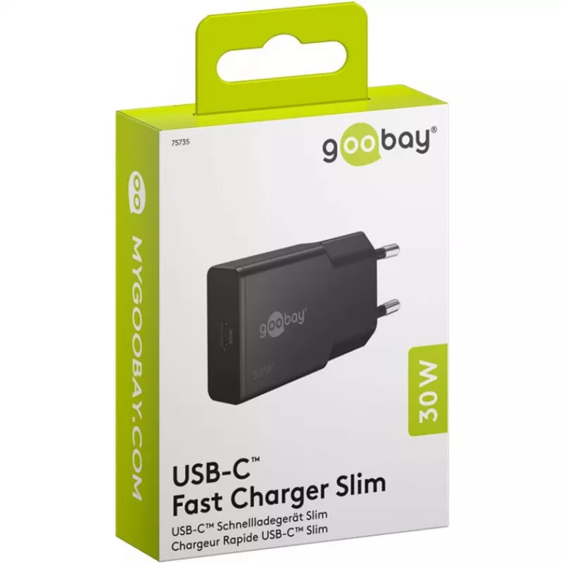 Goobay USB-C™ PD GaN snellader slank (30 W) zwart