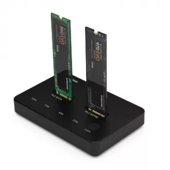 Dockingstation 2x M.2 NVMe+SATA SSD tot 10Gbps