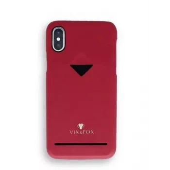 Kaarthouder-achtercover VixFox voor Samsung S9 — robijnrode beschermhoes met kaarthouder