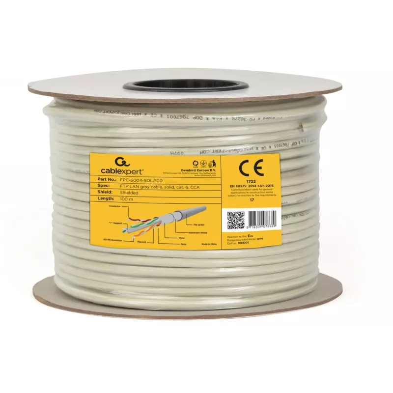Gembird CAT6 FTP 100m netwerkkabel grijs F/UTP (FTP)