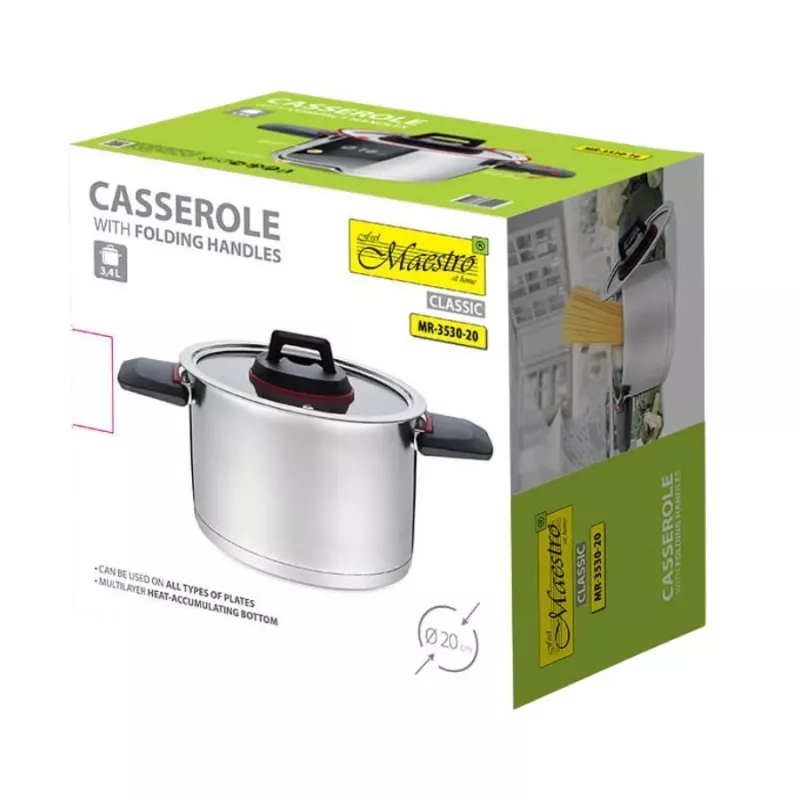 Maestro MR-3530-20 pan met opvouwbare handgrepen 3,2 l