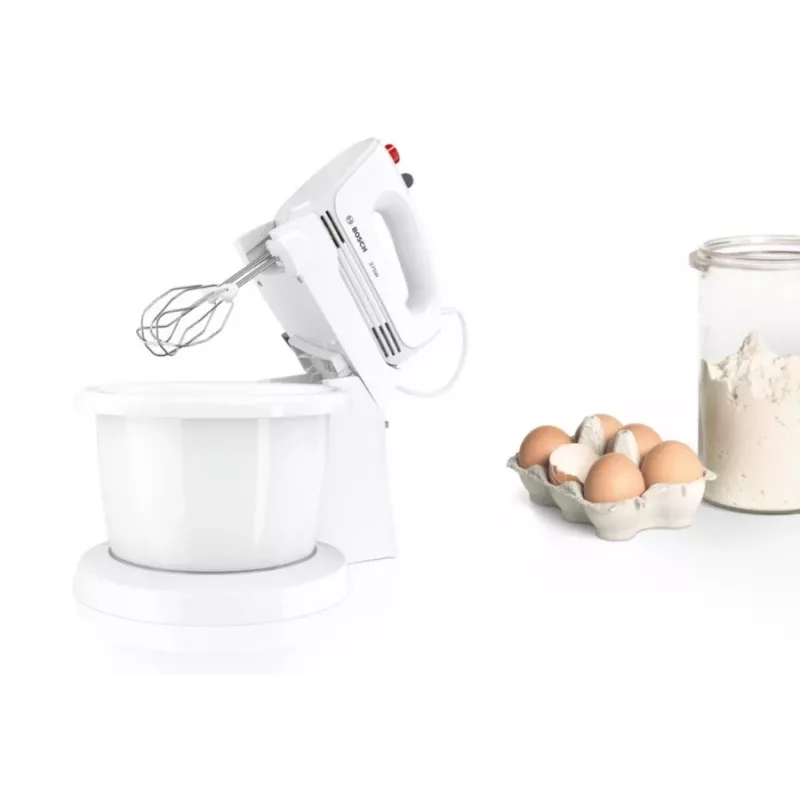 Handmixer Bosch MQWPL2000 — 375 W, 4 snelheden, turbo, puls, rvs-opzetstukken, kom inbegrepen