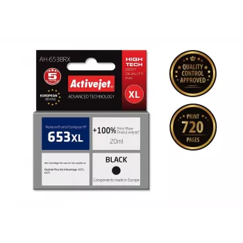 Compatibel ActiveJet AH-653BRX inktpatroon voor HP 653XL, zwart, 20 ml, hoge (XL) capaciteit, 720 pagina's