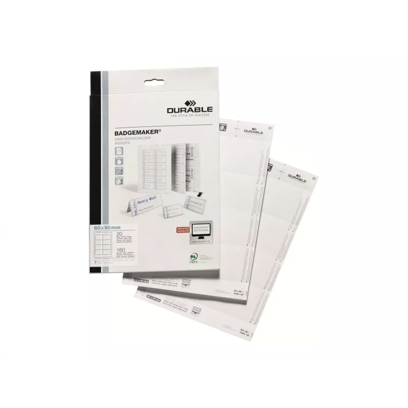 Naamkaartje-insteek Durable 1456-02 60x90 mm wit