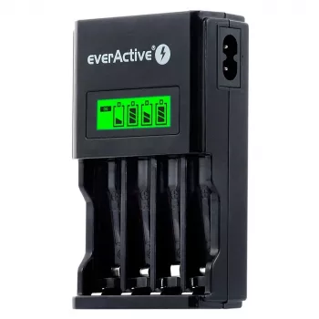 Accuoplader everActive NC450B — 4-cellen AAA-oplader, 110/230V AC, zwart