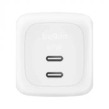 Indoor AC-snellader Belkin WCH020KQWH — 2× USB-C, wit, geïntegreerde beveiliging