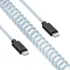 Akyga AK-USB-49 Aviator-spiraalkabel USB-C naar USB-C met GX16-stekker, USB 2.0, 3 m, wit