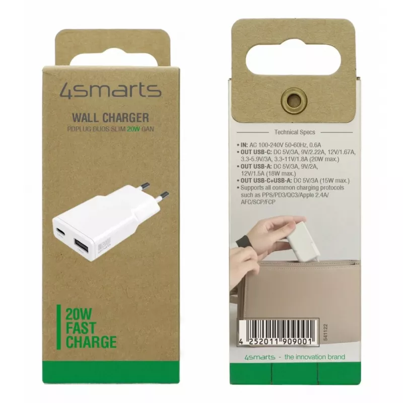 Oplader 4smarts 541122 binnen AC snelladen smartphone tablet wit
