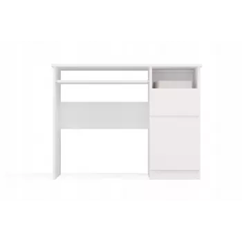 Bureau top e shop PORTO rechts wit, rechthoekig spaanplaatblad 985×510×755 mm, 1 lade, toetsenbordlade