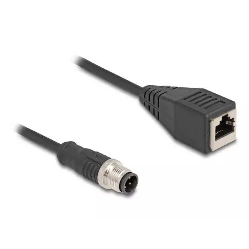 DeLOCK M12 adapterkabel D-gecodeerd 4-polig stekker naar RJ45 bus 50 cm