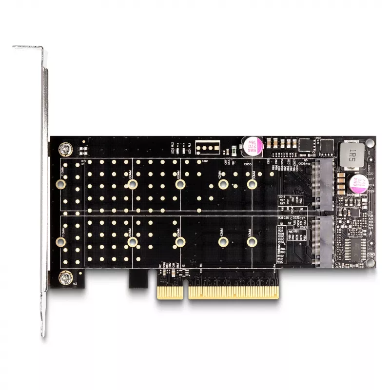 DeLOCK PCI Express x8-kaart naar 2 x interne NVMe M.2 Key M Bifurcation Low Profile