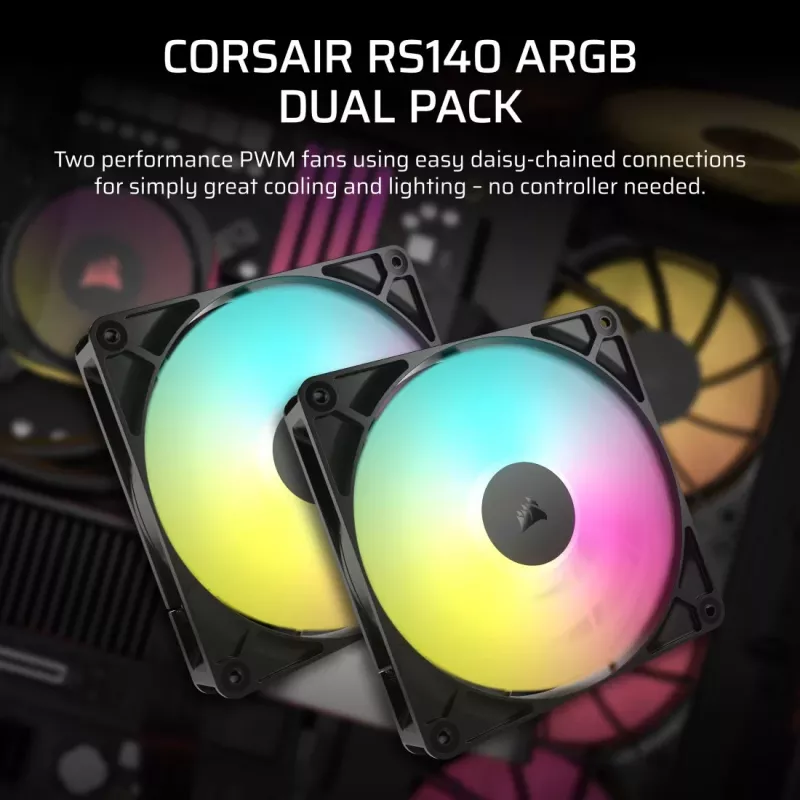 Ventilator Corsair RS140 ARGB 14 cm zwart 330-1700 RPM