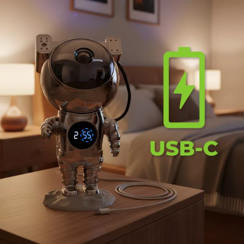 Hawk HW-STAR02 astronaut star projector met klok Ghrome Edition