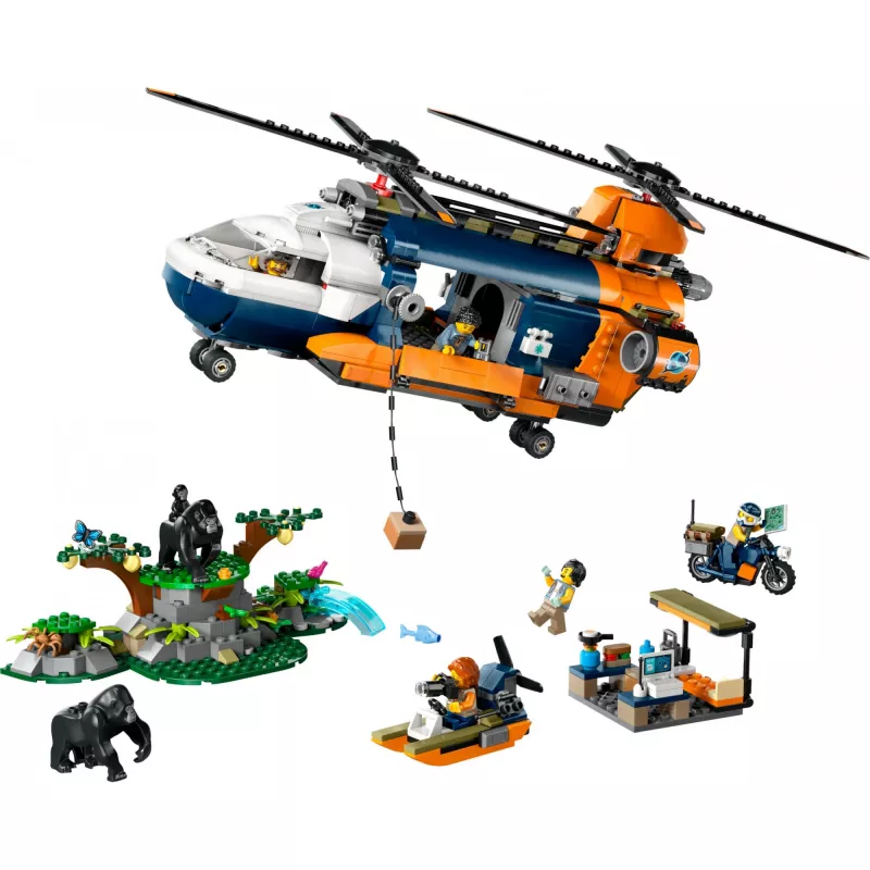 LEGO City 60437 Jungle Explorer-helikopter in basiskamp