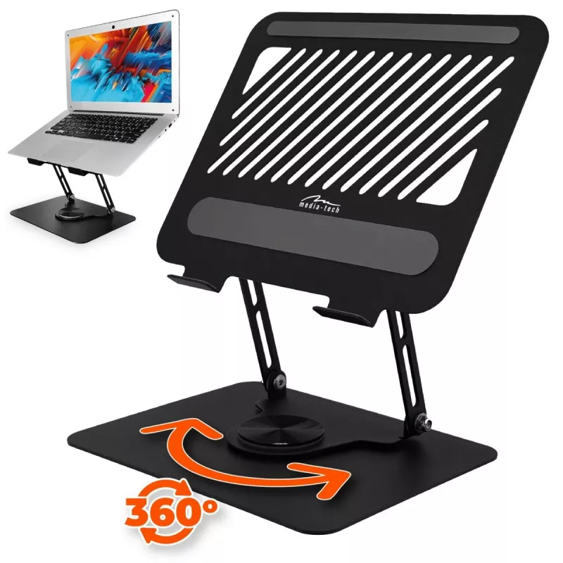 Laptopstandaard MEDIA-TECH MT2662 – in hoogte verstelbaar, opvouwbaar aluminium voor 10–17 inch laptops