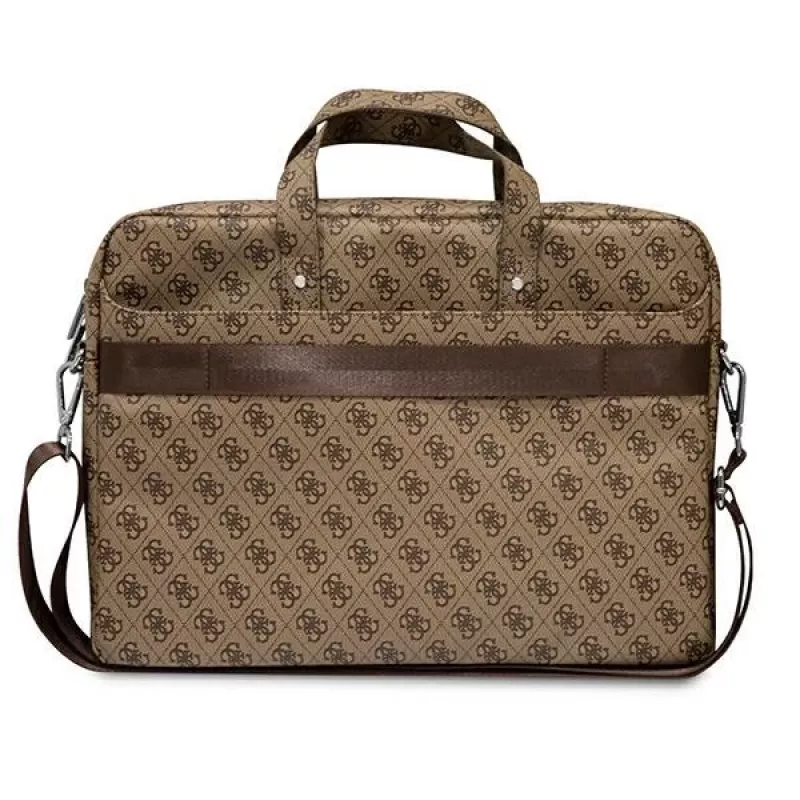 Laptoptas GUESS GUCB15P4TW 16 inch bruin saffiano met 4G-driehoeklogo