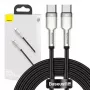 USB-C naar USB-C kabel Baseus Cafule Metal – 2 m, 100W laadvermogen, USB 2.0 (480 Mbit/s), verzinkte contacten, zwart