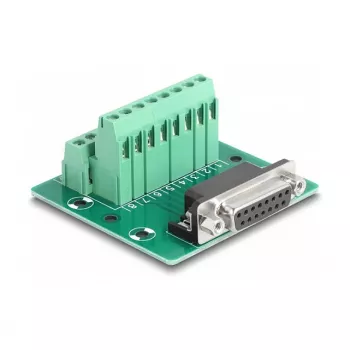 DeLOCK D-Sub 15-polig bus naar klemmenstrook voor DIN-rail 58 mm x 61 mm x 30 mm