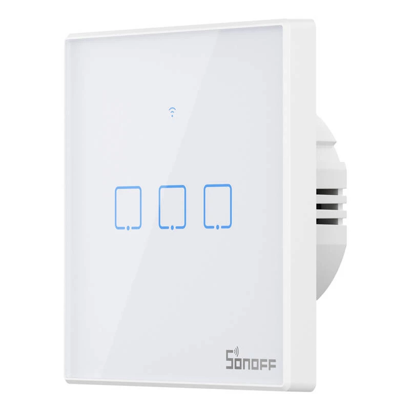 Wandgemonteerde slimme lichtschakelaar Sonoff T2 EU TX 3-kanaals Wi‑Fi + RF 433 bediening