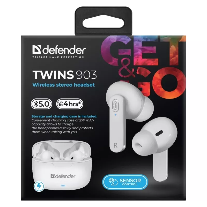 Defender TWINS 903 Bluetooth-oordopjes, wit