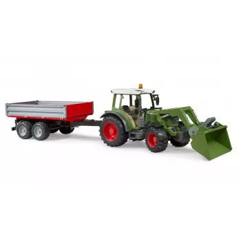 Speelgoedtractor BRUDER Fendt Vario 211 met voorlader en zijaanhanger