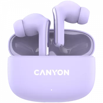 Canyon TWS-9 CNS-TWS9P hoofdtelefoon – True Wireless – Bluetooth 5.4 – In-ear – 6h + 30h gebruiksduur – USB-C oplaadcase – touchbediening – paars
