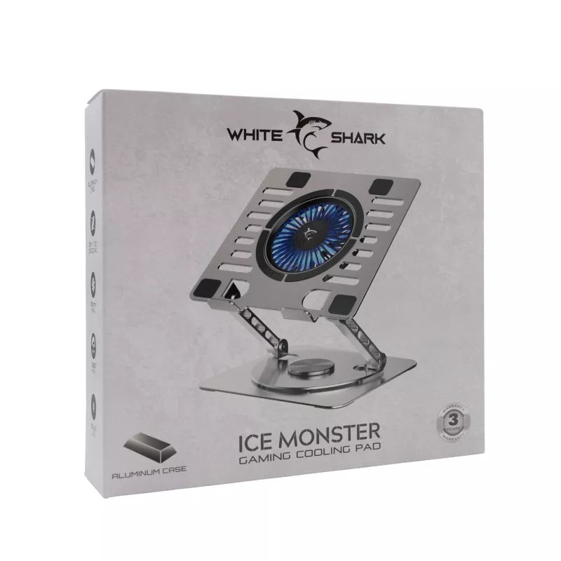 White Shark GCP-16 Ice Monster laptopkoeler, tot 17,3 inch, LED, grijs