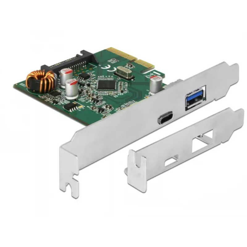 DeLOCK 90299 PCIe x4-kaart, 1x USB Type-C + 1x USB Type-A, USB 3.2 Gen 2 (10 Gbps)