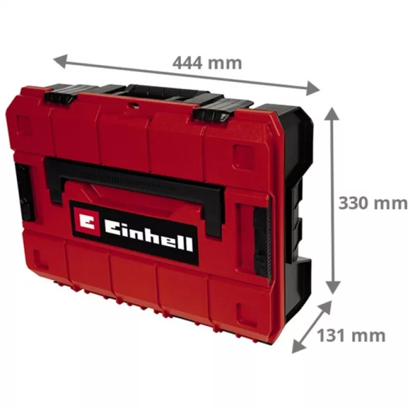 Einhell 4540019 E-Case S-F systeemkoffer met rasterschuim, spatwaterbestendig, polypropyleen, draagvermogen 25 kg, zwart/rood