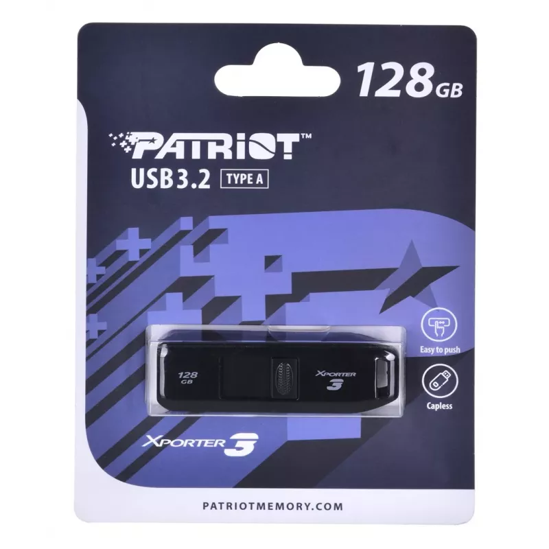 USB-flashdrive PATRIOT Xporter 128 GB USB Type-A 3.2 Gen 1 (80 MB/s) slider zwart
