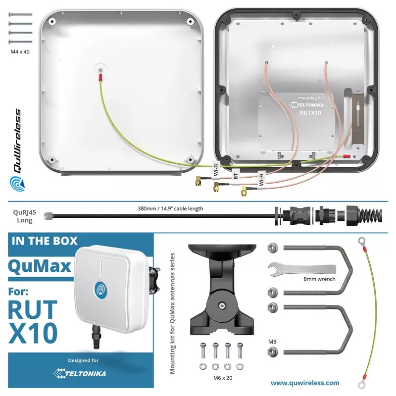 Routeraccessoire QuWireless QuMax voor RUTX10 AX10M – externe antennemodule voor Teltonika RUTX10