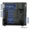 Akyga AK19BK micro-tower-pc-behuizing, Micro-ATX / Mini-ITX, USB-C + USB 3.0 + 2x USB 2.0, zonder voeding, zwart