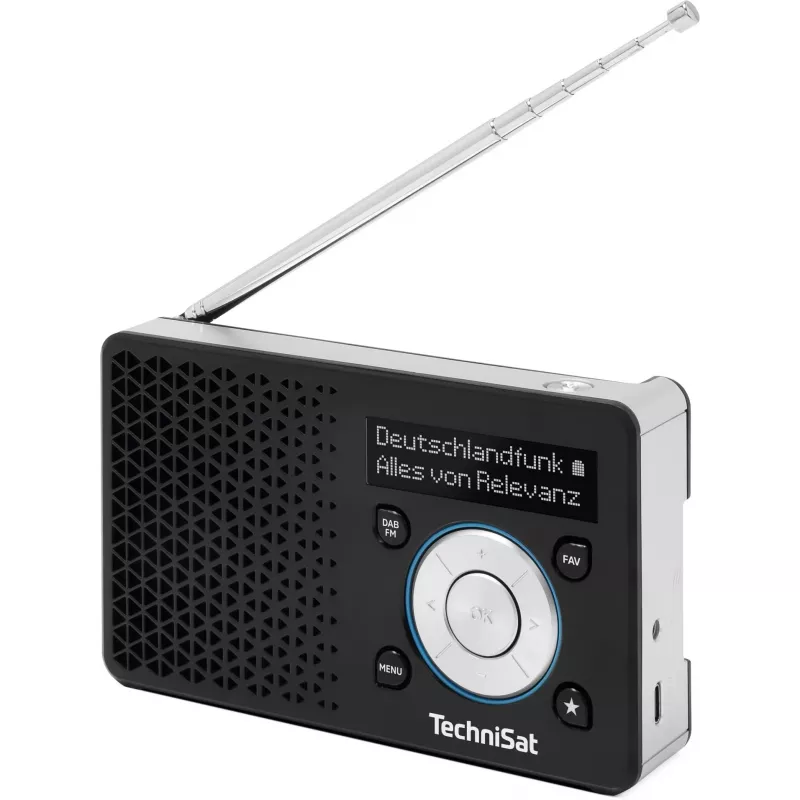 TechniSat DigitRadio 1 A 0100/4997 digitale radio, DAB+/FM, RDS, 40 zendergeheugens, ASA-waarschuwingsfunctie, zwart/zilver