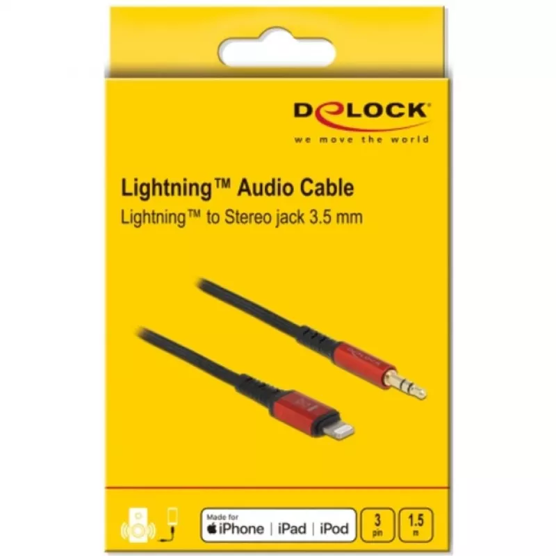 Audiokabel DeLOCK 86587 1,5 m 3,5 mm Lightning zwart