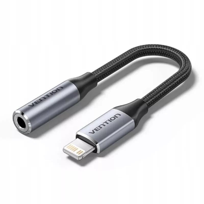 Audio-adapter Vention Lightning naar 3,5 mm BMBHA, Lightning naar 3,5 mm bedrade adapter met 0,1 m kabel, grijs