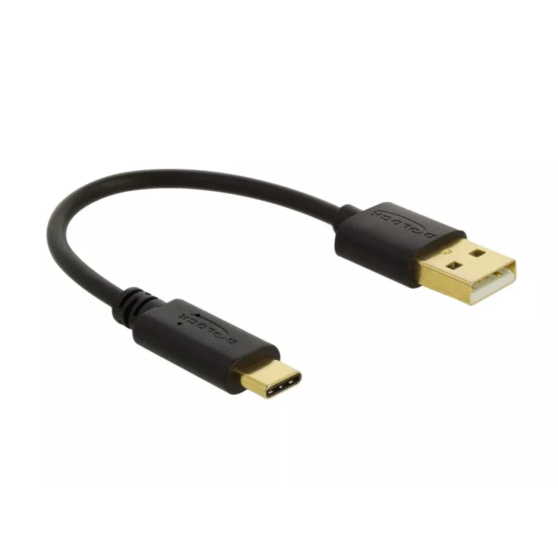 DeLOCK USB-oplaadkabel Type-A naar USB Type-C 15 cm zwart