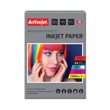 Activejet AP4-125M100 mat fotopapier voor inkjetprinters; A4; 100 stuks