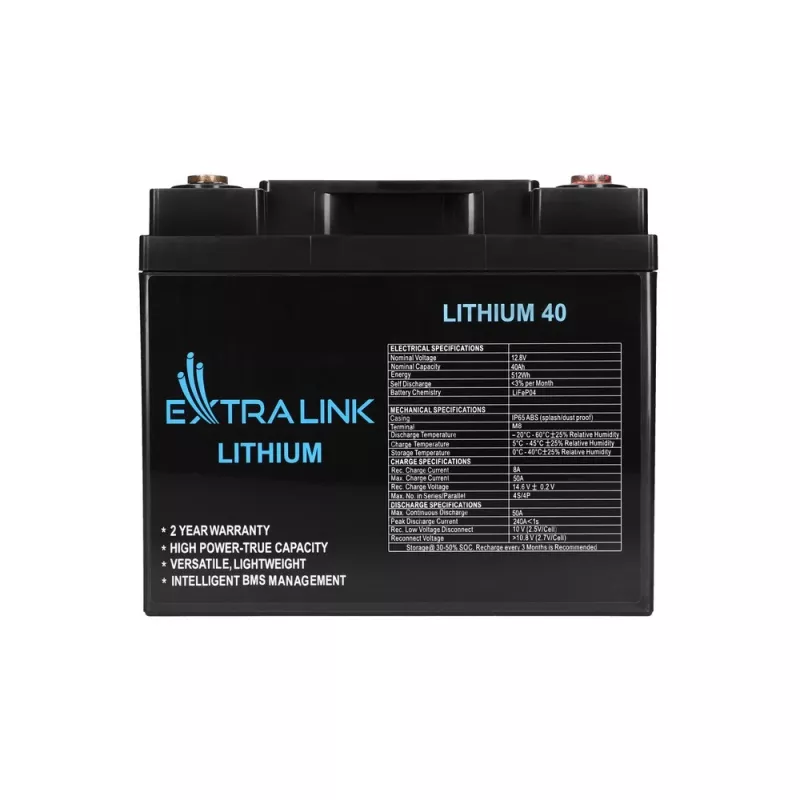 Extralink accu LiFePO4 40AH 12,8 V BMS batterij 40000 mAh