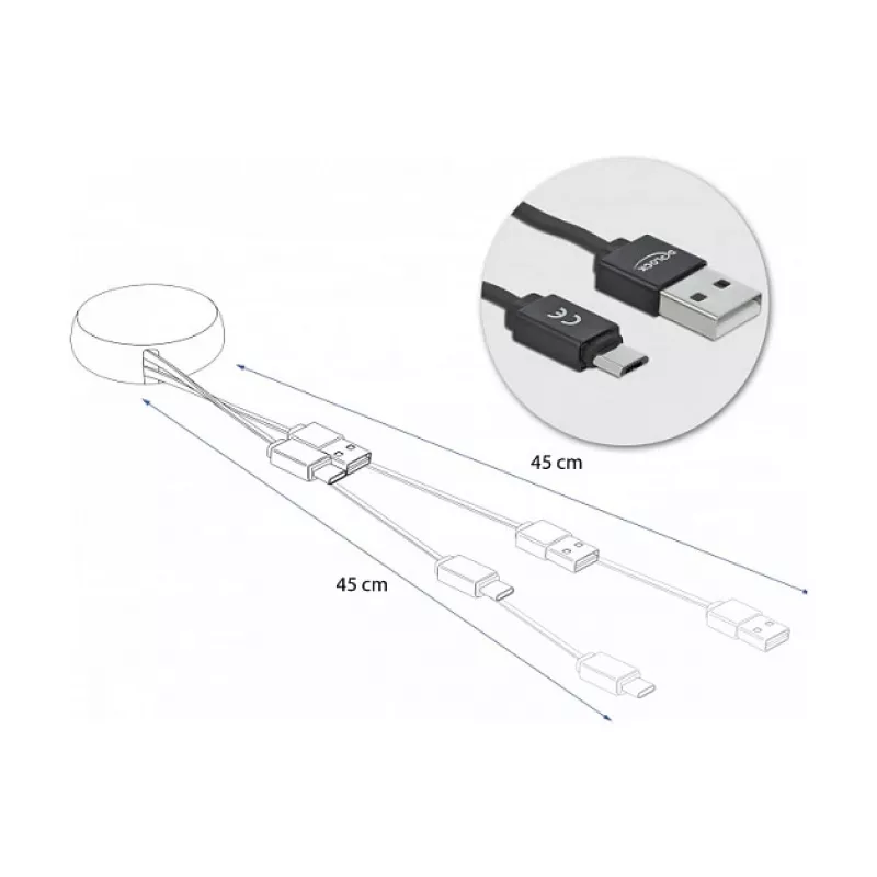 USB 2.0 Type-A naar Micro-B kabel DeLOCK 85818