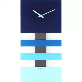 NeXtime klok 2855bl Bold Stripes, 38x19 cm, wand, blauw