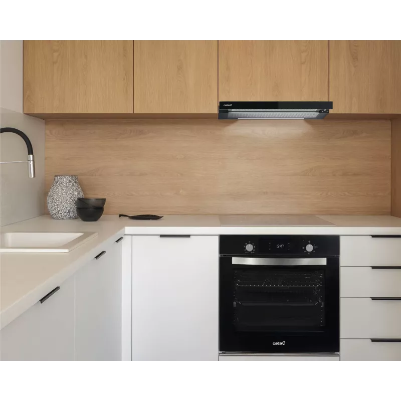 CATA TFH 6830 GBK semi-inbouw (uitschuifbaar) afzuigkap — 600 mm, 600 m³/h, zwart, touchbediening