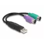 DeLOCK USB-naar-PS/2-adapter 0,17 m 2x 6-polige Mini-DIN USB A