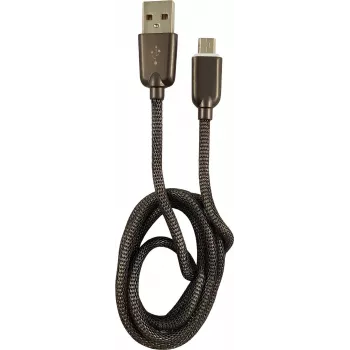 LC-POWER kabel USB-Micro-1M-6 1 m zilver metaal, USB-A naar micro-USB (LC-C-USB-MICRO-1M-6)
