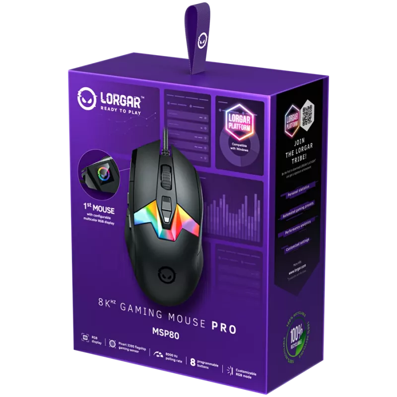 Gaming-muis LORGAR MSP80 8000 Hz USB