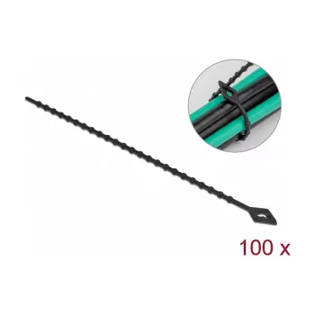 Parallel-kabelbinder DeLOCK beaded kabel tie L 200 x B 2,4 mm zwart 100 stuks